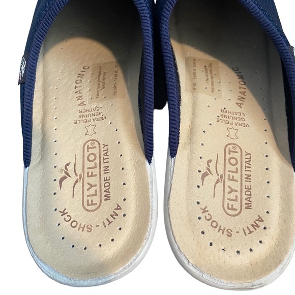 Fly Flot Women's 39 US 8 Blue Mesh Anti-Shock Anatomic Wedge Mule Clogs ITALY - Picture 3 of 6